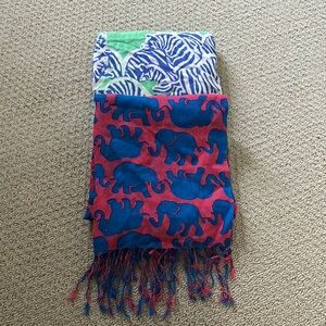 Lilly Pulitzer Blue and Pink Elephant Scarf
